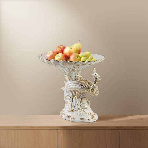  Tô trái cây Khổng Tước Vẽ tay Trang Trí Vàng 