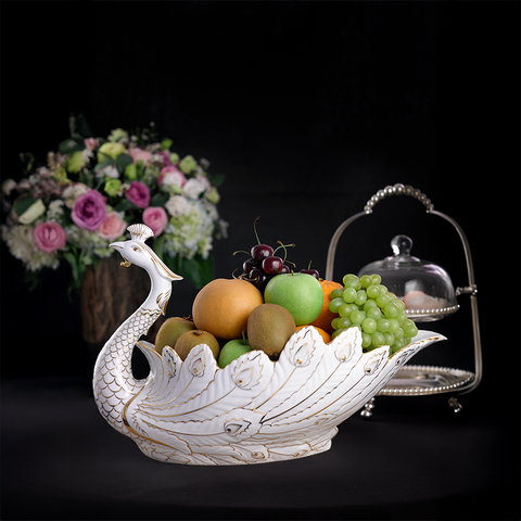  Tô trái cây Khổng Tước Trang trí vàng 