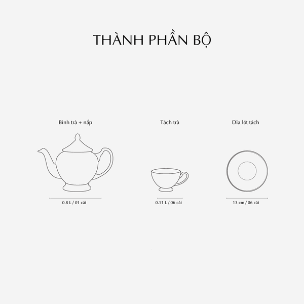 Bộ trà 0.8 L - Hoàng Cung - Thiên Hương (Xanh Lá)