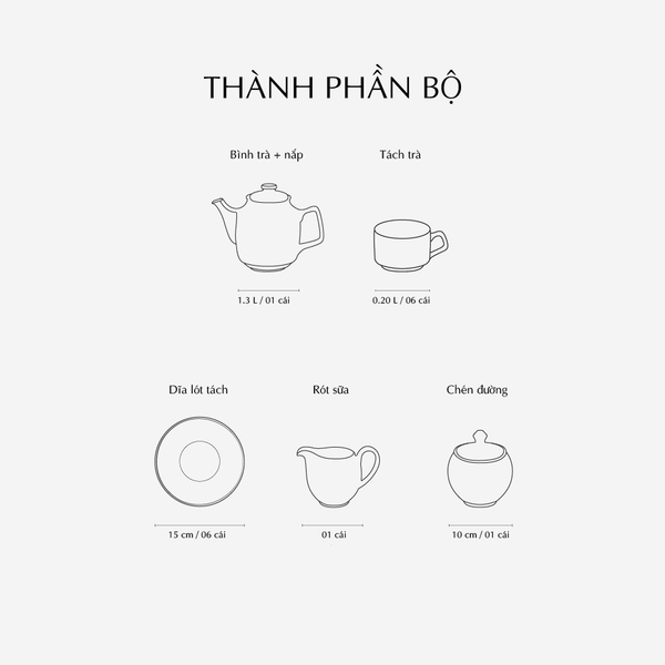 Bộ trà 1.3L - Hoàng Cung - Hoàng Bảo (Sen)