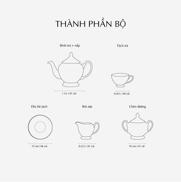 Bộ trà 1.3 L - Hoàng Cung - Nam Quốc