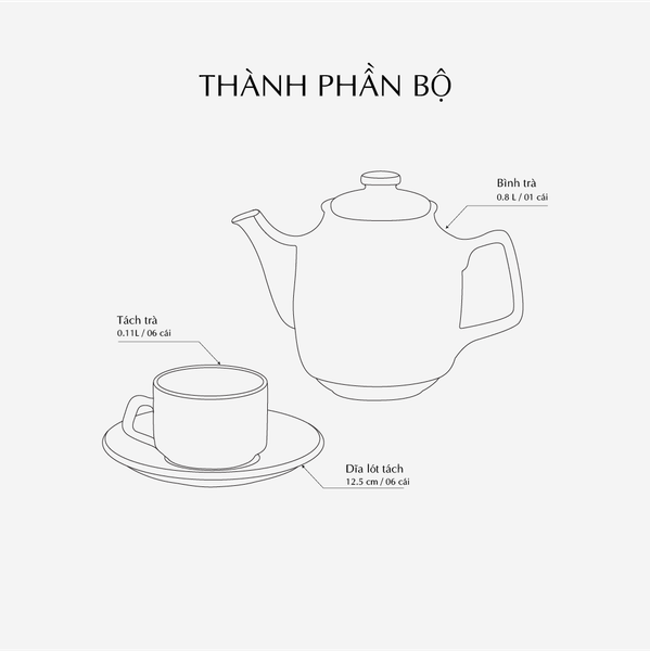 Bộ trà 0.8 L - Camellia - Văn Lang