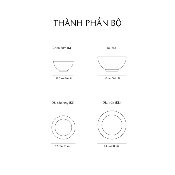 Bộ đồ ăn 09 sản phẩm - Timeless IFP - Trắng Ngà