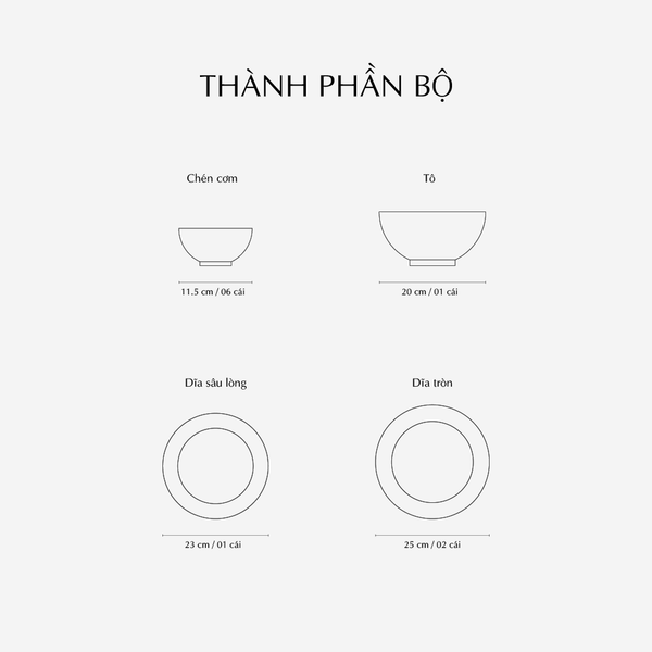 Bộ đồ ăn 10 sản phẩm - Timeless - Rực rỡ Việt Nam