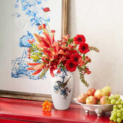  Bình hoa 27 cm - Bình Hoa - Chích Chòe & Quả Quất - Cobalt Vàng 