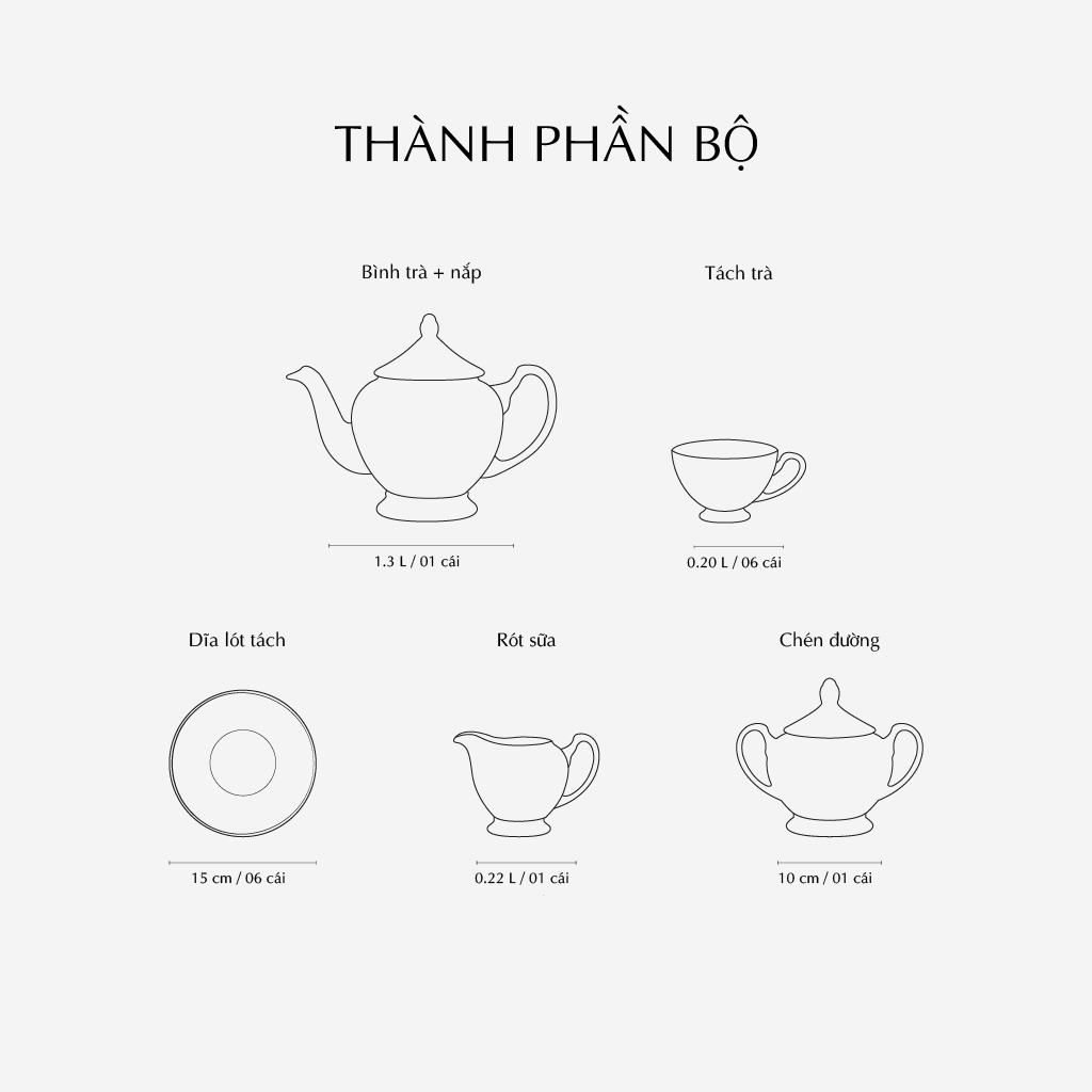 Bộ trà 1.3 L - Hoàng Cung - Sơn Hà