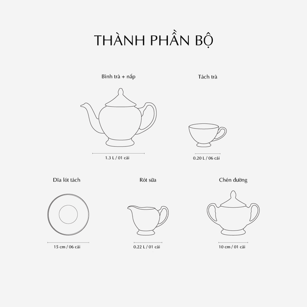 Bộ trà 1.3 L - Hoàng Cung - Sơn Hà