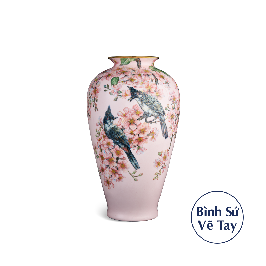 Bình hoa 40 cm - Bằng Lăng Tím & Chim