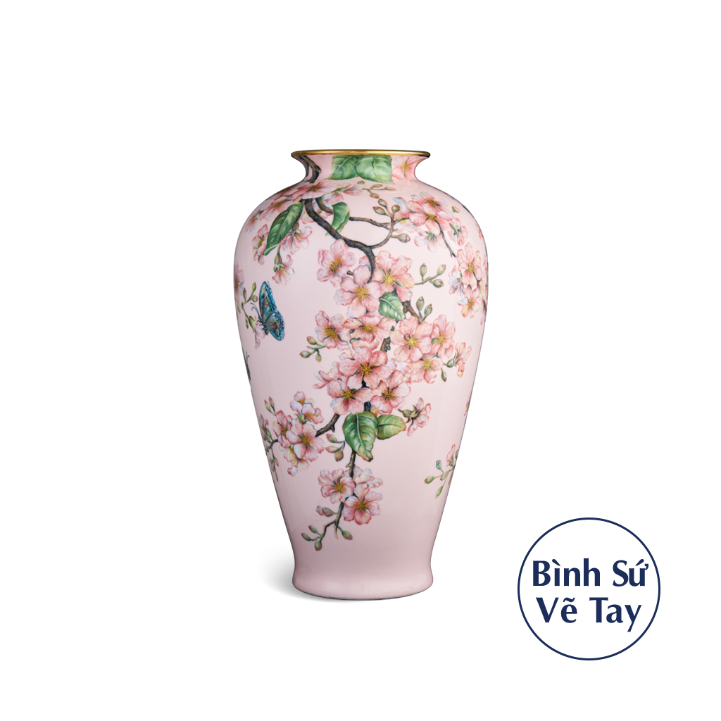 Bình hoa 40 cm - Bằng Lăng Tím & Chim