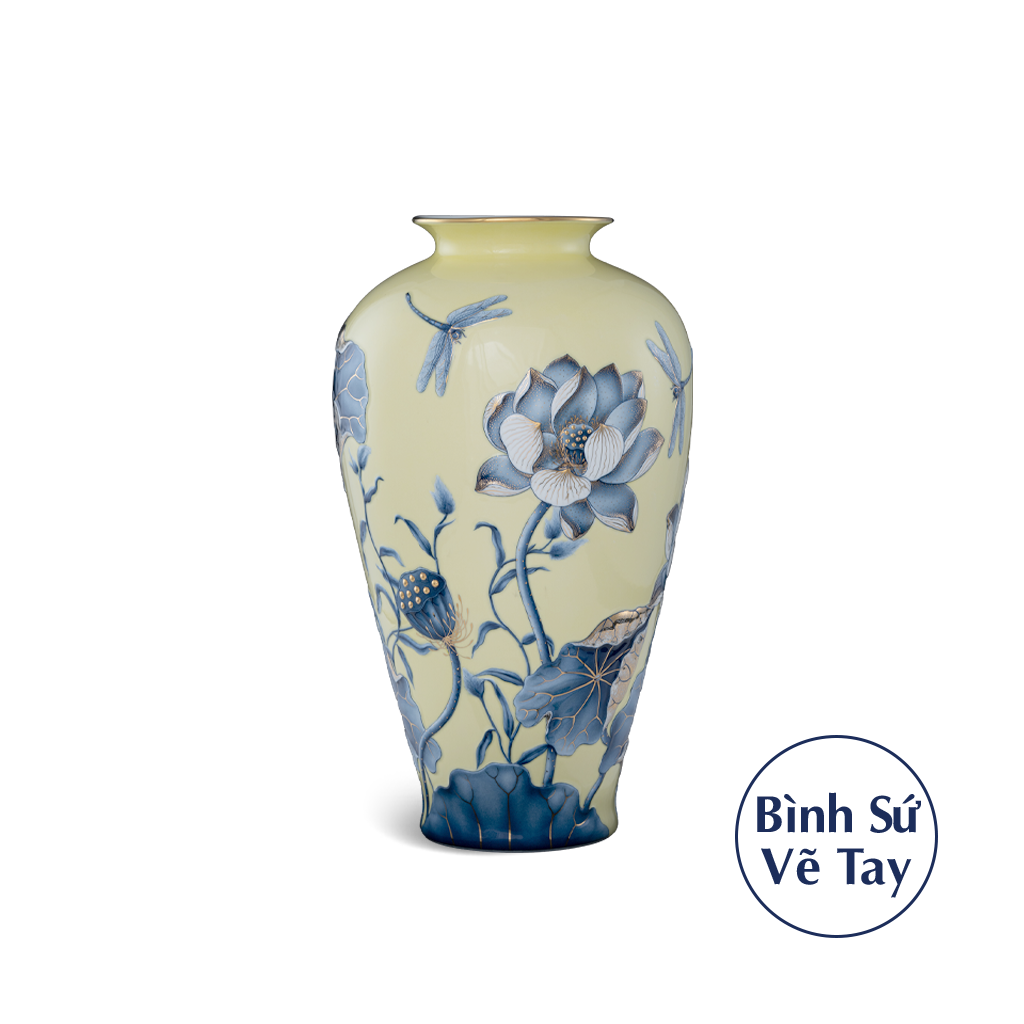Bình hoa 40 cm - Bình Hoa - Sen Nền Vàng