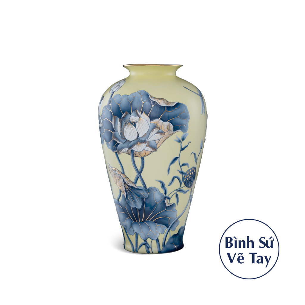 Bình hoa 40 cm - Bình Hoa - Sen Nền Vàng