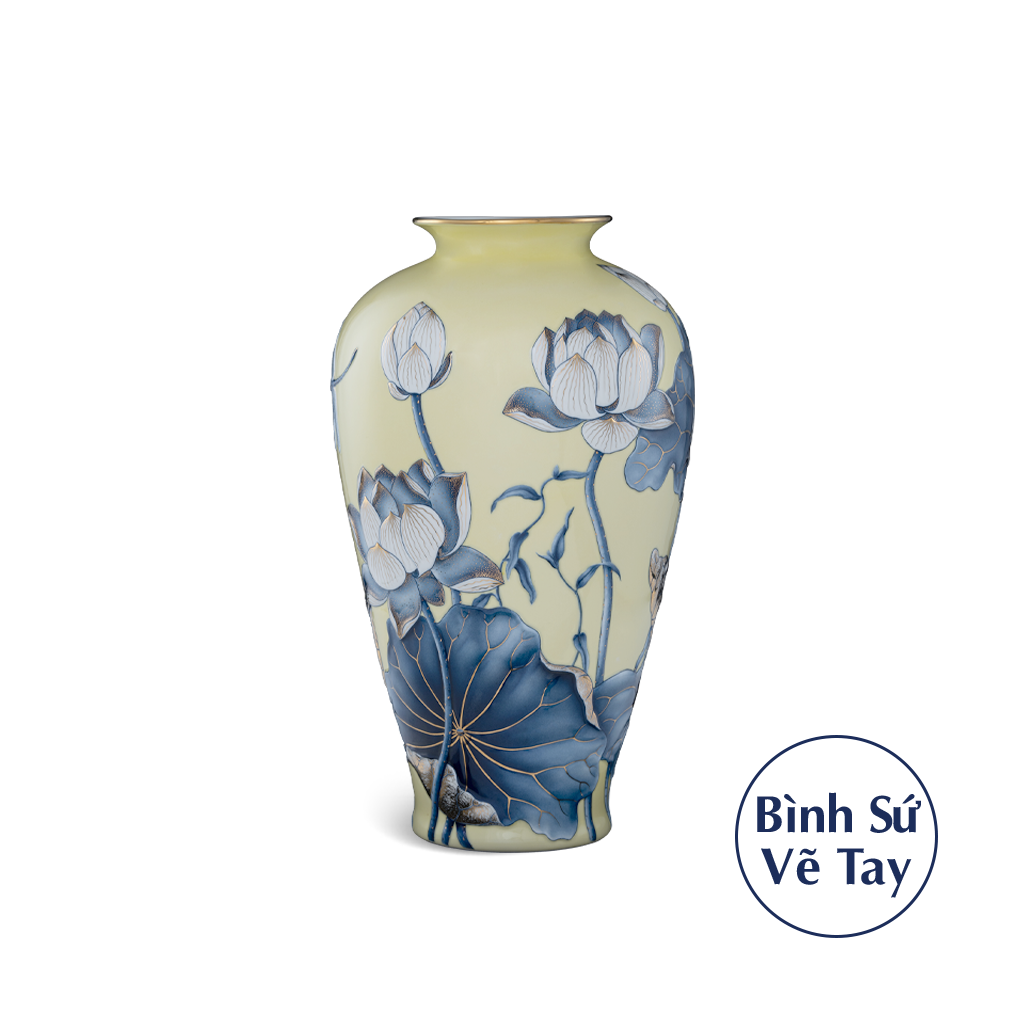 Bình hoa 40 cm - Bình Hoa - Sen Nền Vàng