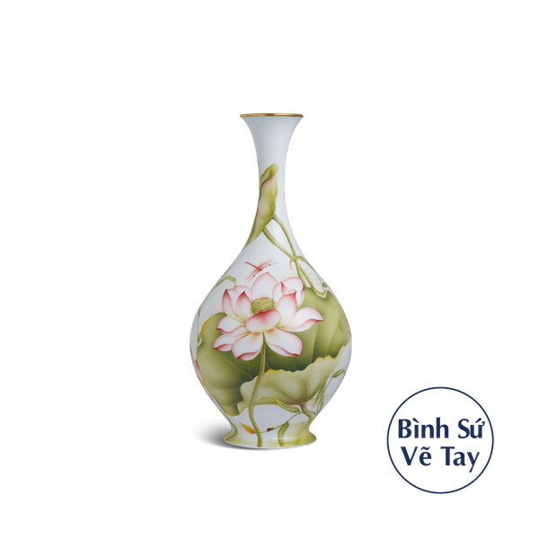 Bình hoa 40 cm - Sen Màu - Vẽ tay