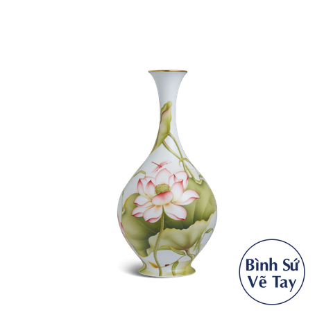  Bình hoa 40 cm - Sen Màu - Vẽ tay 