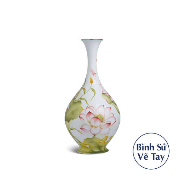 Bình hoa 40 cm - Sen Màu - Vẽ tay