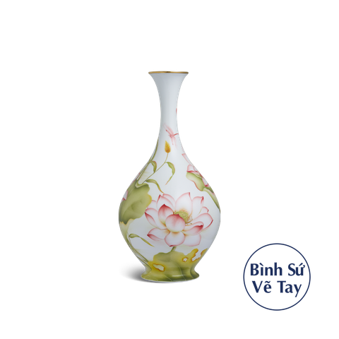  Bình hoa 40 cm - Sen Màu - Vẽ tay 