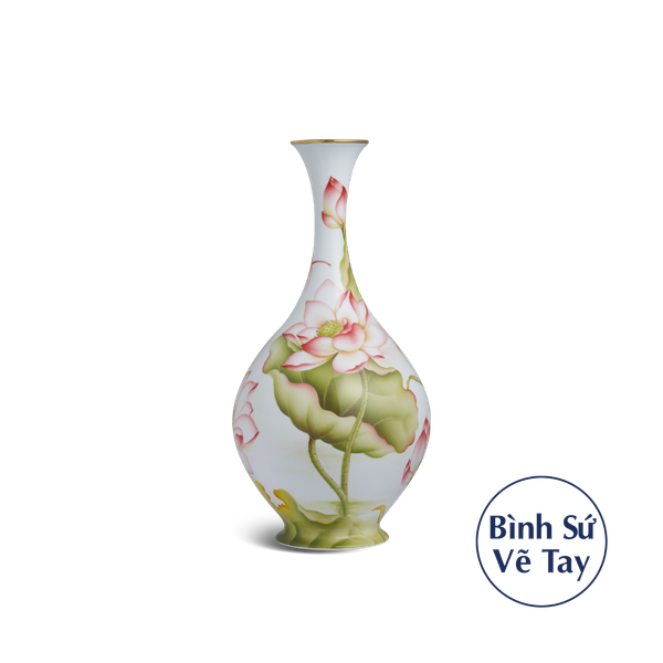 Bình hoa 40 cm - Sen Màu - Vẽ tay