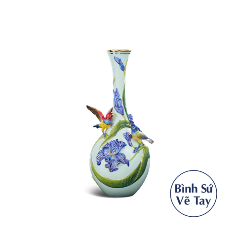  Bình hoa 45 cm - Hạnh phúc đính hoa/ Chim cảnh (TTV - Nền xanh ngọc) 