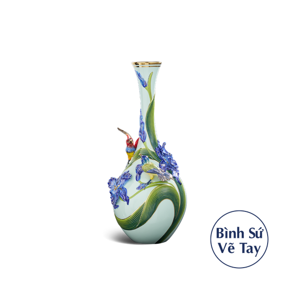 Bình hoa 45 cm - Hạnh phúc đính hoa/ Chim cảnh (TTV - Nền xanh ngọc)