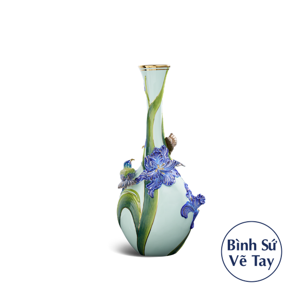 Bình hoa 45 cm - Hạnh phúc đính hoa/ Chim cảnh (TTV - Nền xanh ngọc)