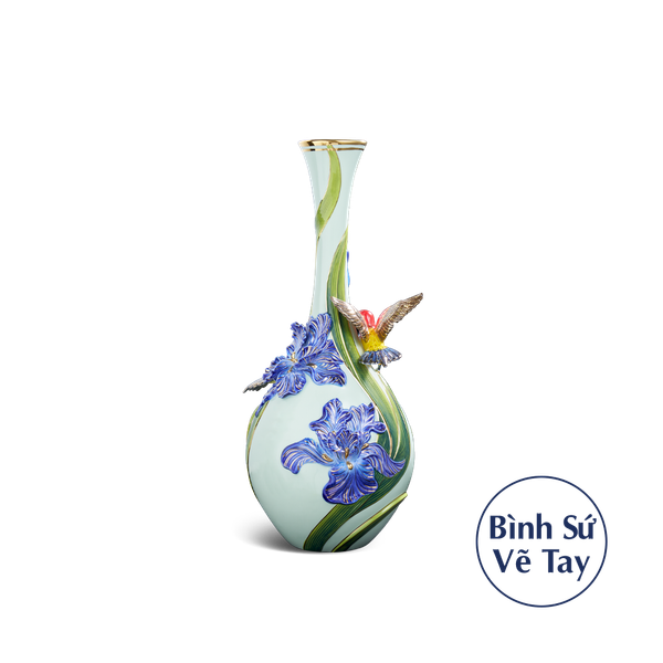 Bình hoa 45 cm - Hạnh phúc đính hoa/ Chim cảnh (TTV - Nền xanh ngọc)
