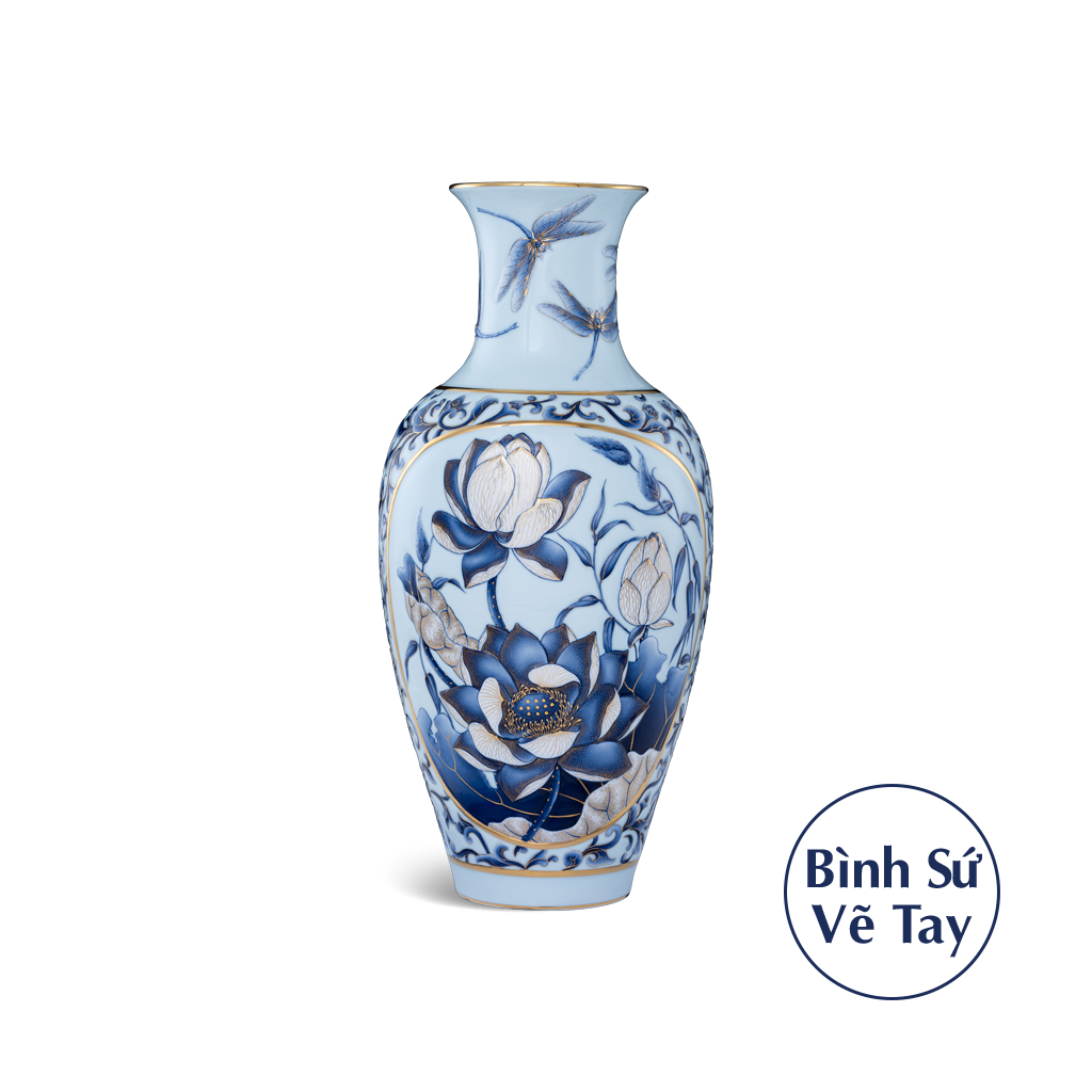 Bình Hoa 50cm Sen Nền Xanh