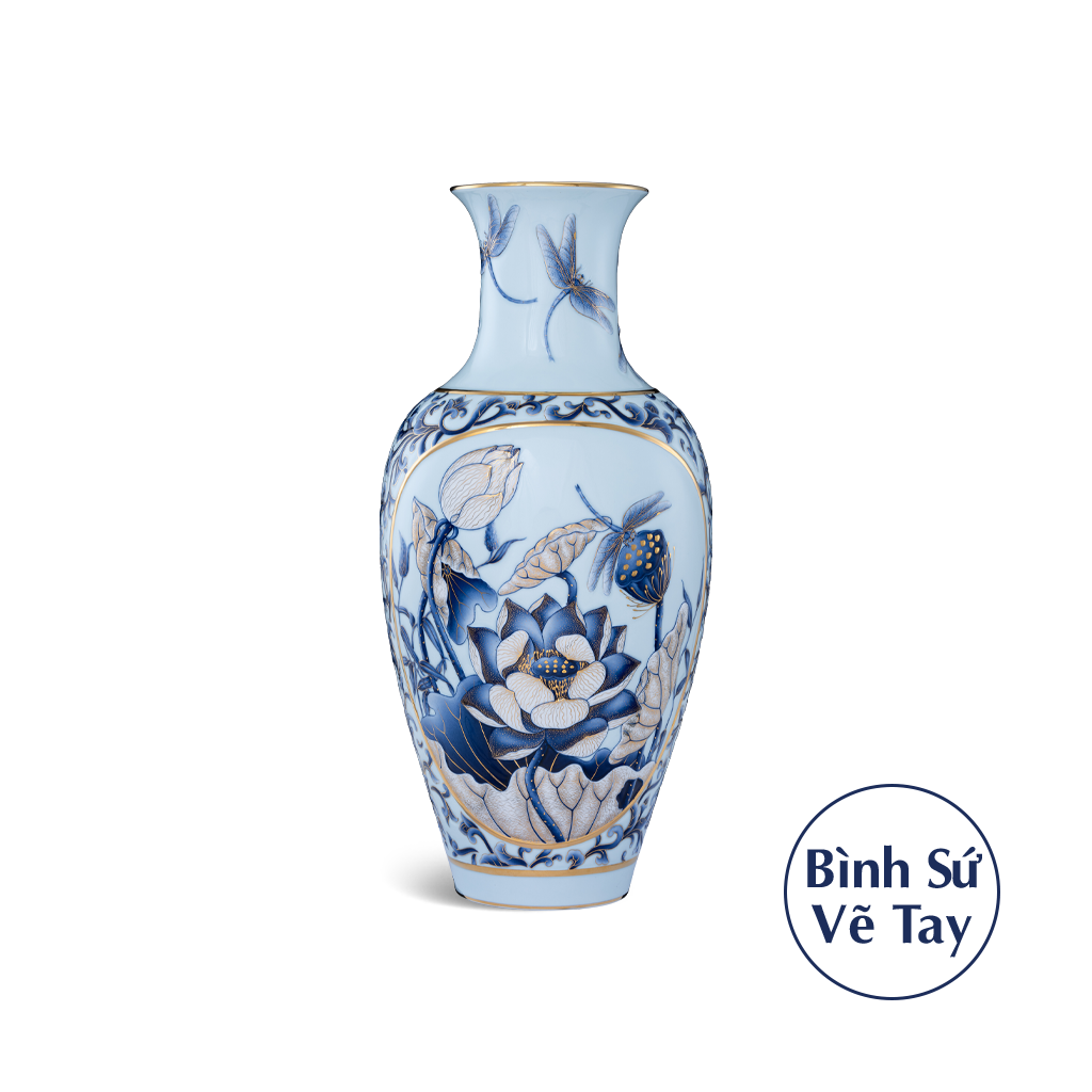 Bình hoa 50 cm - Sen Nền Xanh