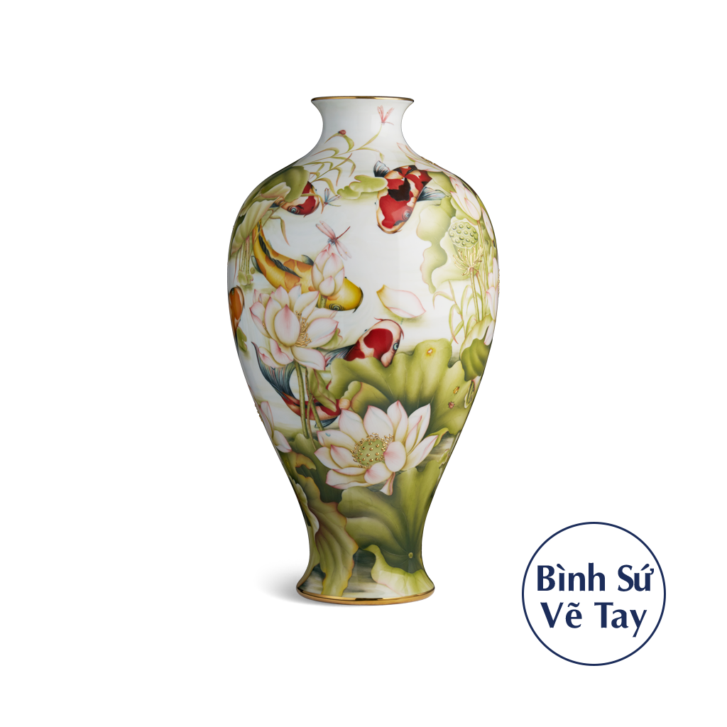 Bình hoa 57 cm - Sen và Cá
