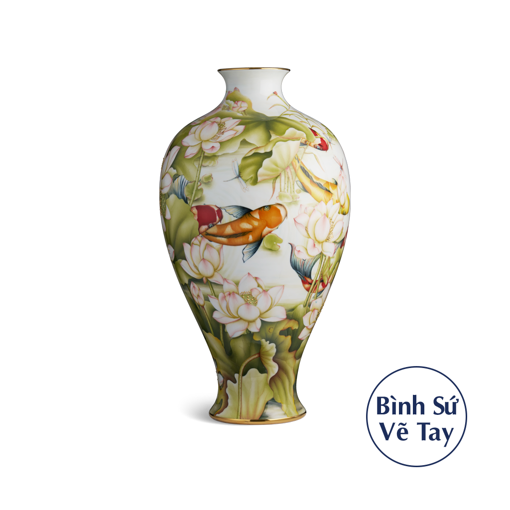 Bình hoa 57 cm - Sen và Cá