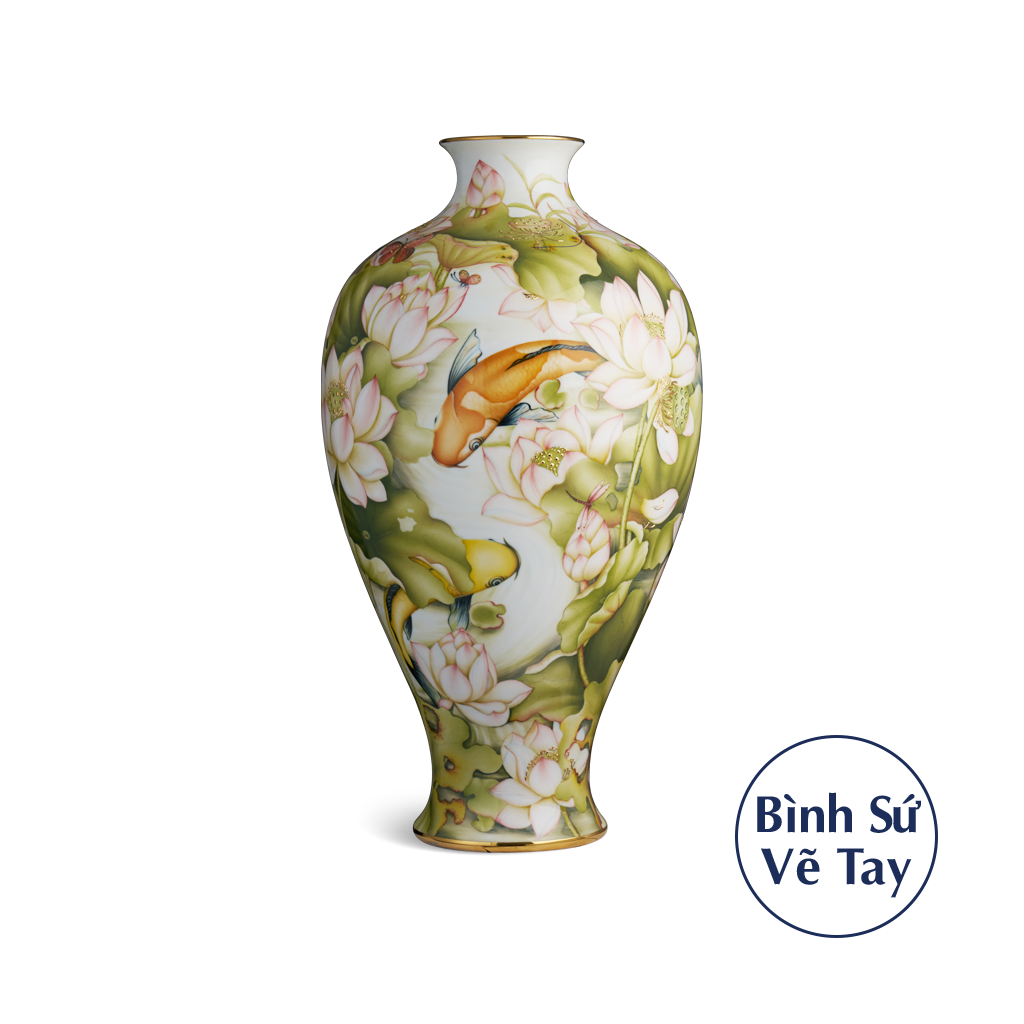 Bình hoa 57 cm - Sen và Cá