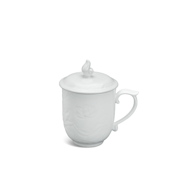 Ca trà 0.30 L+ nắp - Sen - Trắng