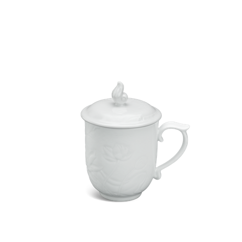  Ca trà 0.30 L+ nắp - Sen - Trắng 