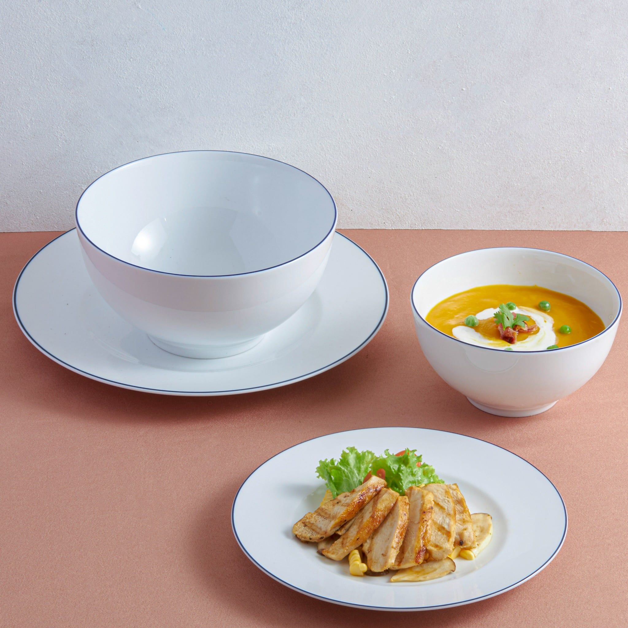 Bộ đồ ăn 6 người 25 sản phẩm - Camellia - Chỉ Xanh Dương