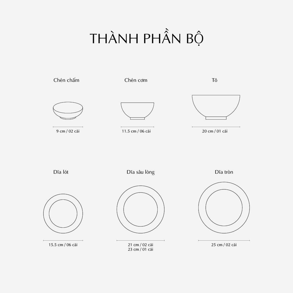 Bộ đồ ăn 20 sản phẩm - Timeless - Rực Rỡ Việt Nam