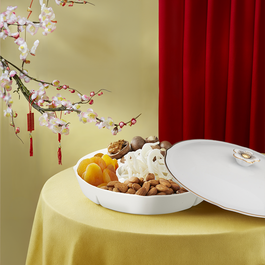 Khay mứt 5 ngăn Viền Chỉ Vàng