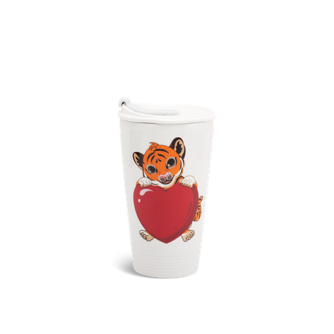  Ly sứ dưỡng sinh 0.48 L + nắp ống hút (K1) - Dưỡng Sinh - Hổ Hạnh Phúc 