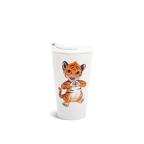  Ly sứ dưỡng sinh 0.48 L + nắp ống hút (K1) - Dưỡng Sinh - Hổ Yêu Thương 