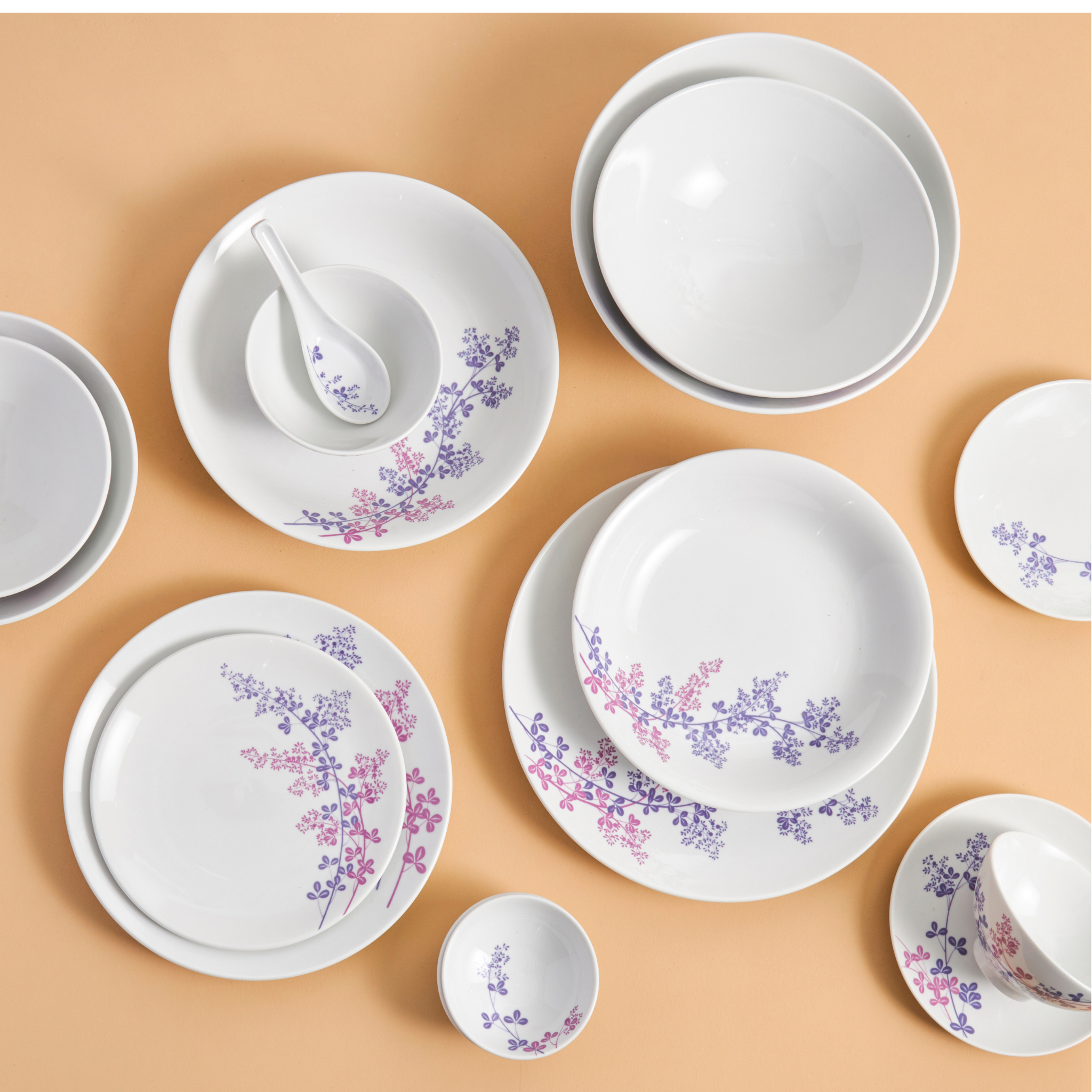 Bộ đồ ăn 22 sản phẩm - Daisy - Cỏ Tím