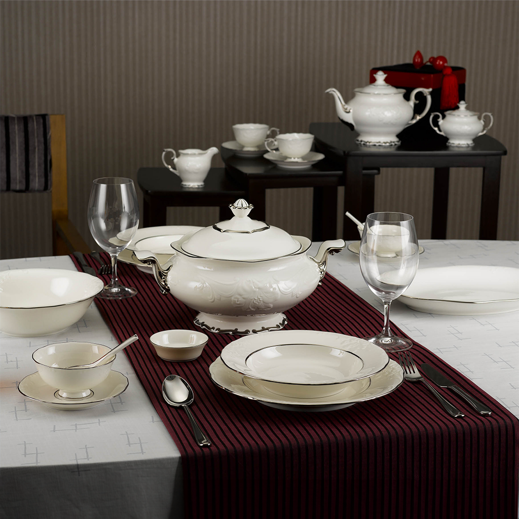 Bộ đồ ăn Đài Các Chỉ Bạch Kim