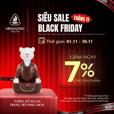  Hổ An Lạc Trang Trí Vàng/BK - Tượng 