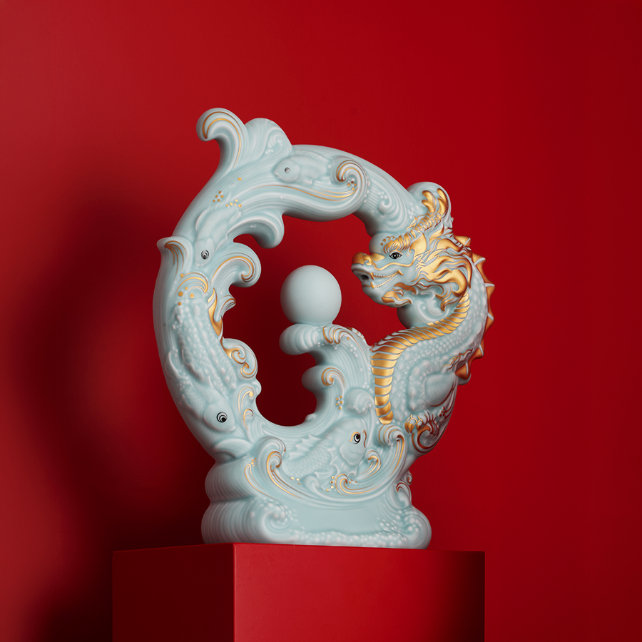 Tượng rồng Khải Đức Men Ngọc Sương Mờ