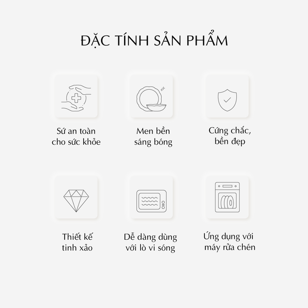 Bộ đồ ăn 6 người Âu-Á 44 sản phẩm - Hoàng Cung - Quốc Sắc