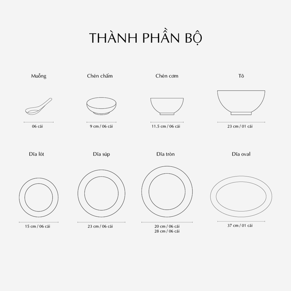 Bộ đồ ăn 6 người Âu-Á 44 sản phẩm - Hoàng Cung - Quốc Sắc