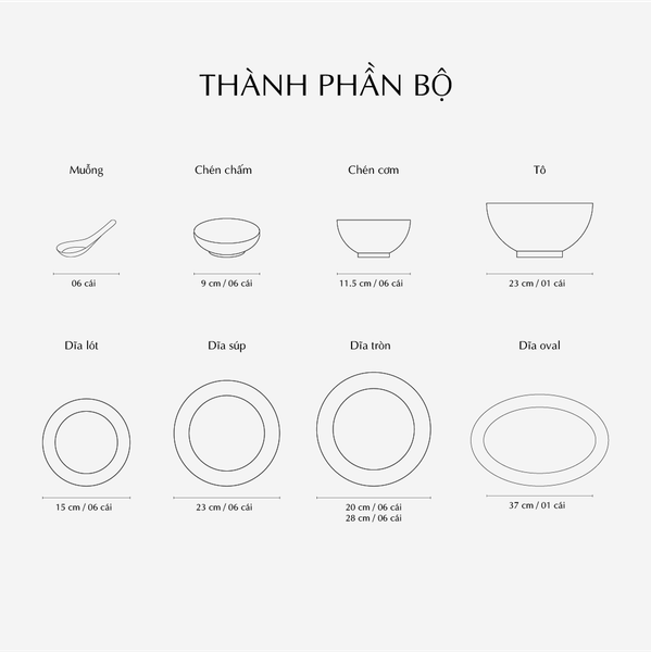 Bộ đồ ăn 6 người Âu-Á 44 sản phẩm - Hoàng Cung - Nam Quốc