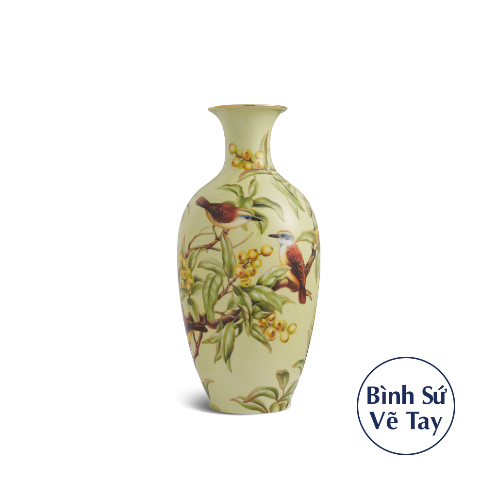Bình hoa 40 cm - Chim và Lá mới