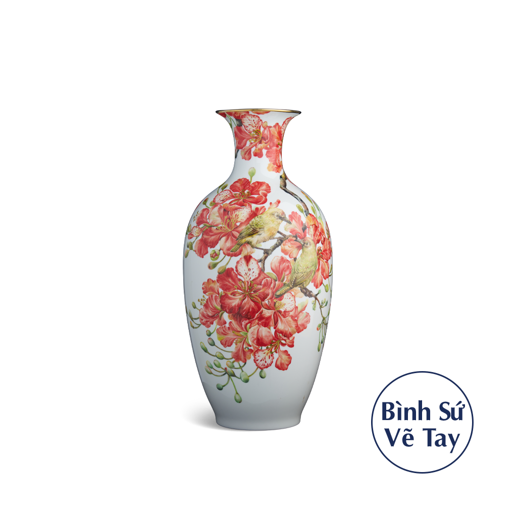 Bình Hoa Chim & Hoa Phượng 40cm