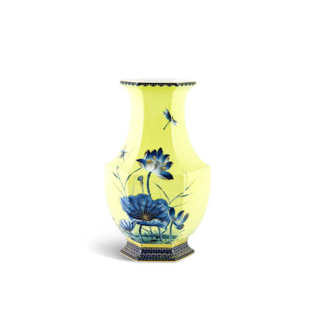 Bình hoa Lộc Phát 28 cm - Bình Hoa - Sen vàng nền vàng