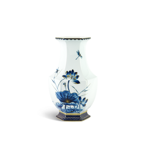 Bình hoa Lộc Phát 28 cm - Bình hoa - Sen vàng nền xanh ngọc