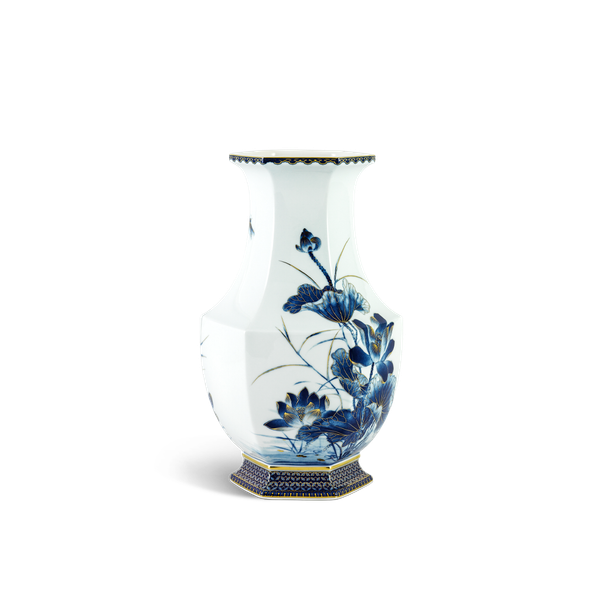 Bình hoa Lộc Phát 28 cm - Bình hoa - Sen vàng nền xanh ngọc