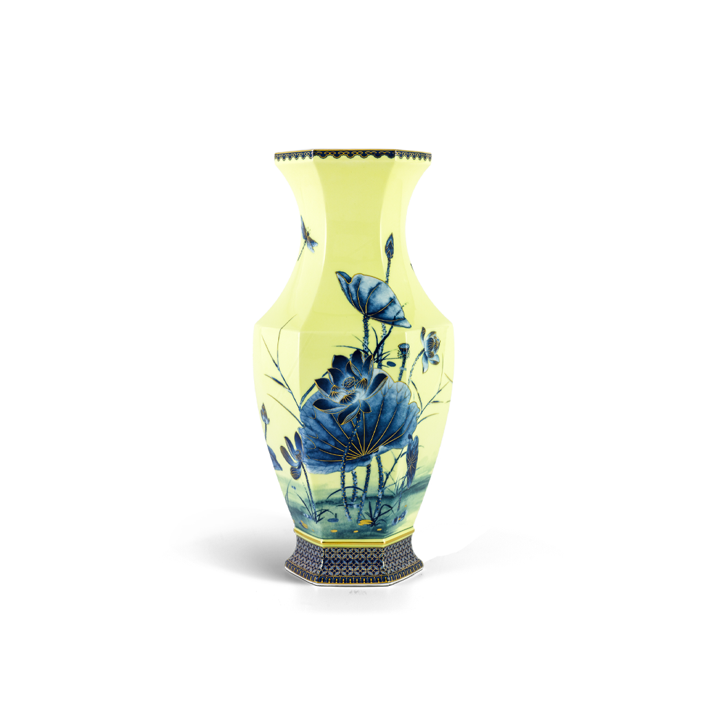 Bình hoa Lộc Phát 40 cm - Bình Hoa - Sen vàng nền vàng